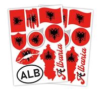 Finest Folia Lot de 2 autocollants format A4 - Motif drapeau de pays pour voiture et moto - Autocollants - Résistant aux intempéries - R217 (02 Albanie)