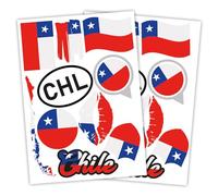 Finest Folia Lot de 2 autocollants format A4 - Motif drapeau de pays pour voiture et moto - Autocollants - Résistants aux intempéries, R217 (11 Chili)