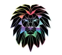 Finest Folia Lot de 2 autocollants hologramme Motif animaux Origami Géométrique Autocollant Art pour voiture moto ordinateur réfrigérateur R117 (lion)