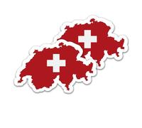 Finest Folia Lot de 2 autocollants - Silhouettes de pays - Motif drapeau de l'État fédéral - Pour voiture, vélo, moto - Bleu modèle - Autocollant - Résistant aux intempéries - R215 (04 Suisse)