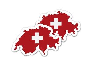 Finest Folia Lot de 2 autocollants - Silhouettes de pays - Motif drapeau de l'État fédéral - Pour voiture, vélo, moto - Bleu modèle - Autocollant - Résistant aux intempéries - R215 (04 Suisse)