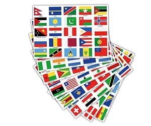 Finest Folia Lot de 200 drapeaux de pays sur 8 feuilles DIN A4-4,9 x 3,3 cm - Autocollants pour modélisme, vélo, voiture, moto - Pays décoratifs R108 (XXL dans le monde)