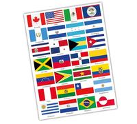 Finest Folia Lot de 28 drapeaux de pays sur 2 feuilles DIN A4 chaque drapeau - 4,9 x 3,3 cm - Autocollant pour modélisme, vélo, voiture, moto - Pays R108 (Panamericana)