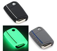 Finest-Folia Lot de 3 coques en silicone pour e voiture à 3 boutons Noir Blanc Gris cendré Bleu phosphorescent