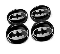 Finest Folia Lot de 4 Cache-moyeux de 60 mm de diamètre - Autocollants en Gel pour Jantes de Voiture - Accessoires de Tuning DM006 (n° 19 Batte - Chauve-Souris argenté)