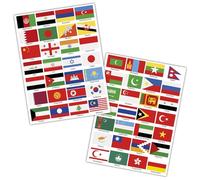Finest Folia Lot de 56 drapeaux de pays sur 2 feuilles DIN A4 - 4,9 x 3,3 cm - Autocollants pour modélisme, vélo, voiture, moto - Pays décoratifs R108 (Asie)