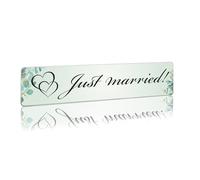 Finest Folia Plaque d'immatriculation de mariage - Insert en plastique pour voiture de mariage - Décoration de voiture de mariage (eucalyptus, 05 Just Married cœur)