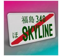 Finest Folia Plaque d'immatriculation japonaise JDM 30,5 x 15,5 cm Tuning japonais pour décoration de voiture Plaque en aluminium métal Texte au choix (Skyline, vert, avec rayures)