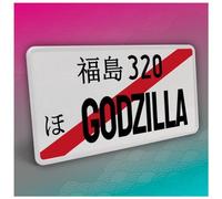 Finest Folia Plaque d'immatriculation japonaise JDM pour décoration de voiture, 30,5x15,5 cm, en aluminium, personnalisée (Godzilla, Noir, avec rayures)