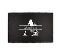 Finest Folia Plaque en ardoise personnalisée pour porte d'entrée impression UV 30 x 20 cm nom de famille plaque décorative panneau d'ardoise personnalisable à l'unité (02 Lettres majuscules)