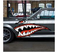 Finest Folia RX008 Kit d'autocollants, motif de yeux et dents de requin, pour véhicules, voiture, camion, camping-car, autobus, garde-boue, (V1, 114 x 35 cm)