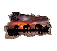 Finest Folia Sticker mural 3D Motif animaux sauvages 60 x 100 cm, multicolore (WL44 Éléphants)