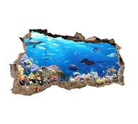 Finest Folia Sticker mural, 3D, pour chambre à coucher et salon, motif d'animaux percés, h x l : 60 x 100 cm, (WL42 poissons)