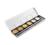 Finetec K-F0601S Farbnäpf 30 x 22 mm Pearglanzfarben Classic 6 Stück im Metallkasten, Gummi Arabicum, Pigmenten, Metall, (1er Pack)