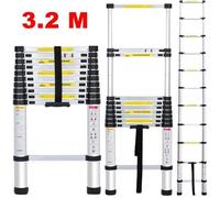Finether 3.2M Portable Multifonctions Échelle Simple Aluminium Télescopique Pliable 11 Étapes Convient Léger Sécurité Escabeau