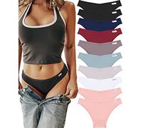 FINETOO 6/10pcs Mesdames Slips Brésiliens Bikini Strings Ensemble Sexy Coton sous-Vêtements Slip Lingerie Confortable Femmes sans Couture Hipster Multicolore