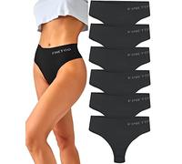 FINETOO 6-Pack String Tangas Dames Gainante Ventre Plat Ensemble de Cordes sans Couture String Respirant Femmes Slip Taille Haute sous-Vêtements Culottes Douces S-XL