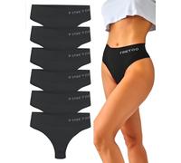 FINETOO 6-Pack String Tangas Dames Gainante Ventre Plat Ensemble de Cordes sans Couture String Respirant Femmes Slip Taille Haute sous-Vêtements Culottes Douces S-XL