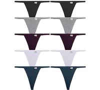 FINETOO Lot de 10 Strings G - en Coton - sous-vêtements pour Femme - Taille Basse - Stretch - Dos en T - String Sexy - Tailles S à XL