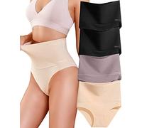FINETOO Lot de 4 Slips Ventre Plat pour Femmes Slip Taille Haute Seamless Slip Taille Haute sous-vêtements Femmes Panty sans Couture Multipack S-3XL.