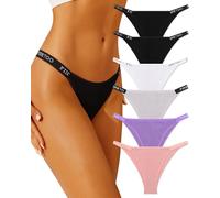 FINETOO Lot de 6 Slips brésiliens Femme Coton sous-vêtements Femme Set Brésil Slip Sport Hipster Sexy Panties Multipack S-XL