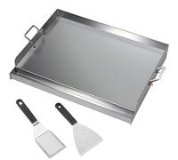 FINEUNAN Plaque de cuisson en acier inoxydable - 40 x 30 x 8 cm - Plancha universelle de 2 mm d'épaisseur et en acier inoxydable - Convient pour barbecue à gaz Weber et barbecue au charbon de bois