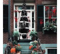 FINEVERNEK Décoration d'halloween, Horreur Sac Mortuaire Noir avec Cadavre, Faux Accessoires de Cadavre pour Halloween Décoration Jardin, Décoration Fête Maison Hantée, Intérieures et Extérieures