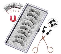 FINEVERNEK Faux Cils Magnétique, Faux Cils Magnetique 3D Effet, 8pcs Faux Cils Naturel Réutilisables sans Colle, Faux cils Ultra-Minces 5 Aimants avec Pince à Épiler