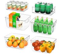 Finew Ensemble de 6 organisateurs de réfrigérateur (4 grands / 2 petits), Bac de rangement pour de haute qualité, organisateur de rangement transparent pour cuisines, réfrigérateurs - Sans BPA