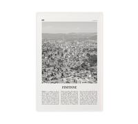 Finfinne - Impression sur toile avec logo de la carte d'Addis-Abeba, paysage de l'Éthiopie, noir et blanc, 40 x 60 cm