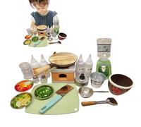 Fingend Kitchen Tools Educational Toys Ensemble d'ustensiles de cuisine pour , complet avec bouteilles d'assaisonnement et casserole à frire, outils de cuisson des aliments réels