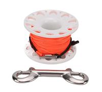 Finger Bobine de plongée | Ligne orange de 30 m pour Cave/Wreck Exploration | Clip en acier inoxydable & non - pivot enroulant | bobine en plastique haute densité (roue blanche)