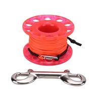Finger Bobine de plongée | Ligne orange de 30 m pour Cave/Wreck Exploration | Clip en acier inoxydable & non - pivot enroulant | bobine en plastique haute densité (roue rouge)