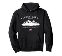 Finger Lakes New York USA Drapeau Américain Montagnes Sweat à Capuche