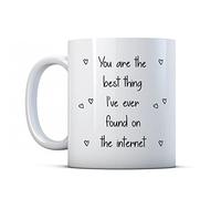Finger prints - Tasse cadeau pour couples avec inscription « You are the best thing I have found on the internet » en céramique, 35 ml.