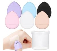 Finger Puff Makeup, Powder Puff Set 6pcs, Teardrop Shape Makeup Sponge Applicator Reusable Soft Face Powder Set for Foundation Blending Setting Powders Contouring Travel Beauty Tools