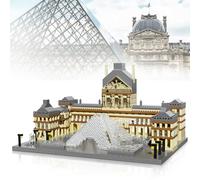 Finger Rock Blocs de construction Architecture Vue sur la route du Louvre Parisien, architecture mondialement connue Kit de modélisation 3377 pièces Micro briques, idée cadeau pour adultes ou