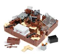 Finger Rock Briques de construction de base militaire, trench militaire avec forteresse, salle de traitement de prison, armes, canon anti-aérien, cadeau créatif de Pâques, jouets pour enfants (833