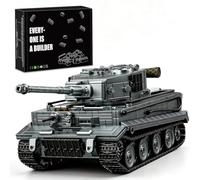 Finger Rock Lot de 1668 blocs de construction armée Tigre militaire - 1668 pièces - Technique armée lourde - 1:28 - Modèle de voiture de combat - Cadeau créatif pour les fans militaires adultes ou
