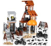 Finger Rock WW2 Kit de blocs de construction de base militaire, scène militaire DIY avec mini armes, accessoires de guerre, base de défense Outpost Tower Architecture Modèle, Jouets militaires