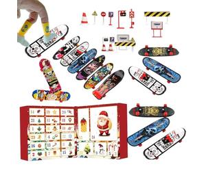 Finger Skateboard Set - Christmas Calendar Countdown Finger Skateboard Set | Christmas Fingers Skateboards Advent | Small Fun Interactive Traffic Sign | Christmâs Skateboards Toys for Birthday Party