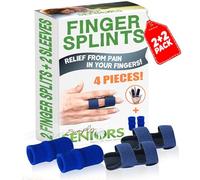 Finger Splint - Set of 2 Finger Splints With 2 Nylon Sleeves for Trigger Finger Relief - Finger Brace for Straightening or Support for Broken Fingers - 4 pieces - Ideal for Seniors