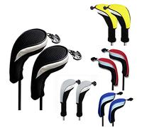 FINGER TEN Couvre Club De Golf Bois Housses Interchangeables sans Etiquette Hybrid Driver Fairway Set, Golf Club Head Cover Femme Homme Enfant Noir Bleu Rouge (2 Pack-Bleu Tout Hybrids)