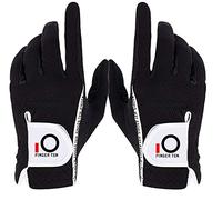 FINGER TEN Doigt Dix Gants de Golf pour Homme, Main Gauche, Droite, antidérapant, résistant à l'usure, Couleur Noir, Gris, Vert, Flexible, Durable, Taille S, M, L, XL, Noir - 1 Paire, XL