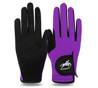 FINGER TEN Gants Cheval Equitation Femme Quotidien ÉQuestre Fille Paire De Valeur, Prise en Confortable Riders Trend Durable Et Respirante Filles Poney ExtÉRieur Mitts (M, Violet)