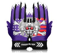 FINGER TEN Gants de football américain ultra adhérents et antidérapants pour enfants de 5 à 14 ans, gants de rugby flexibles, extensibles, protection imperméable, ajustement professionnel, pour