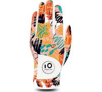 FINGER TEN Gants De Golf Femme Main Gauche Droite Motif imprimé poignée Marqueur De Balle Pack， Gant Durable Respirant Doux Taille S M L XL Sport (S-Main Gauche(Worn on Left Hand), Orange)