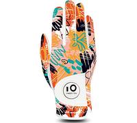 FINGER TEN Gants De Golf Femme Main Gauche Droite Motif imprimé poignée Marqueur De Balle Pack， Gant Durable Respirant Doux Taille S M L XL Sport (L-Main Droite (Worn on Right Hand), Orange)