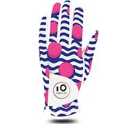 FINGER TEN Gants De Golf Femme Main Gauche Droite Motif imprimé poignée Marqueur De Balle Pack， Gant Durable Respirant Doux Taille S M L XL Sport (M-Main Gauche(Worn on Left Hand), Violet)