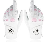 FINGER TEN Gants de golf pour femme avec marqueur de balle pour main gauche et droite en cuir cabretta en paire - Gants de golf pour femme - Adhérence pluie - Souple et confortable - Flexible -